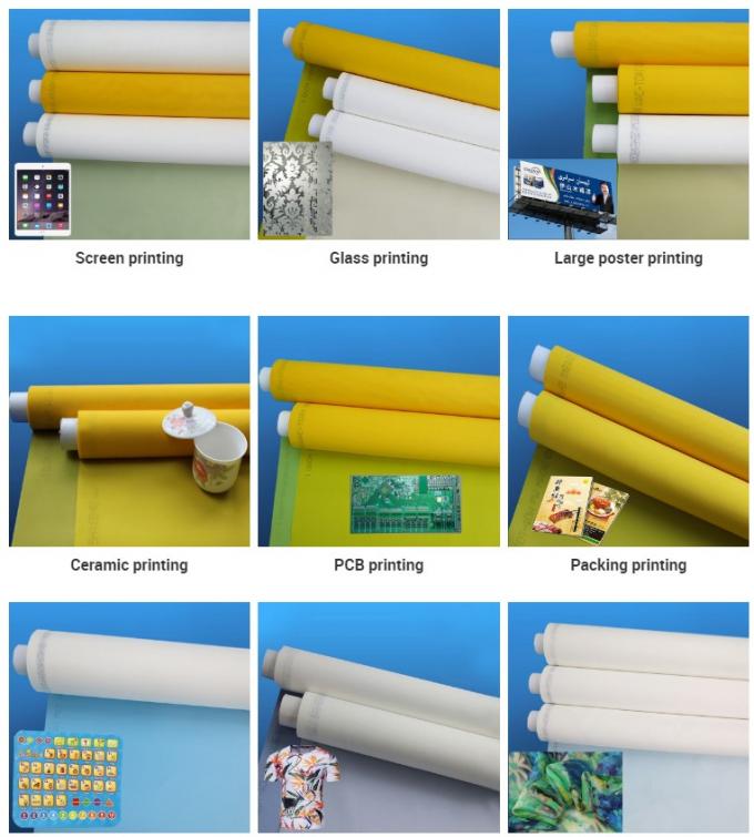 Plain Weave Polyester Screen Printing Mesh , White Yellow Screen Fabric Mesh