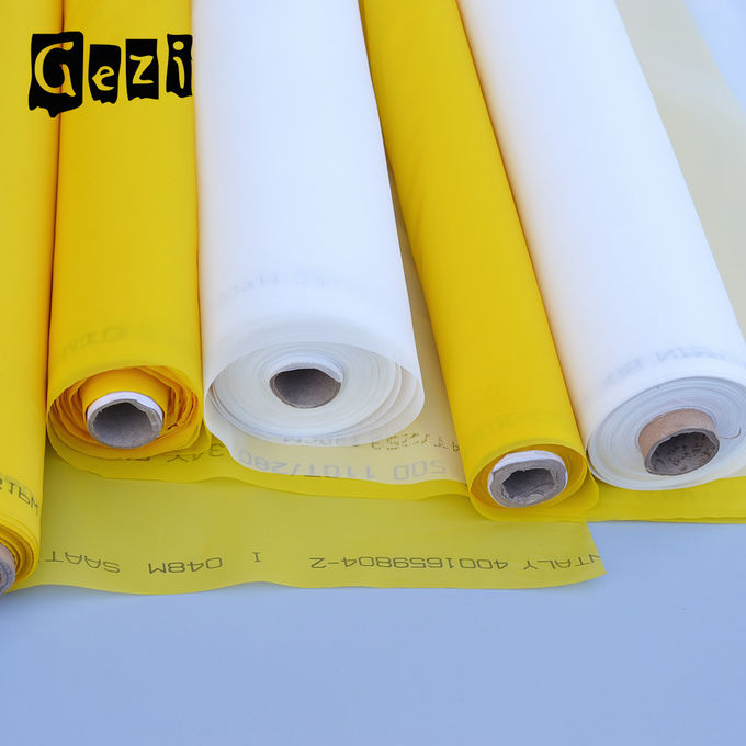 Plain Weave Polyester Screen Printing Mesh , White Yellow Screen Fabric Mesh